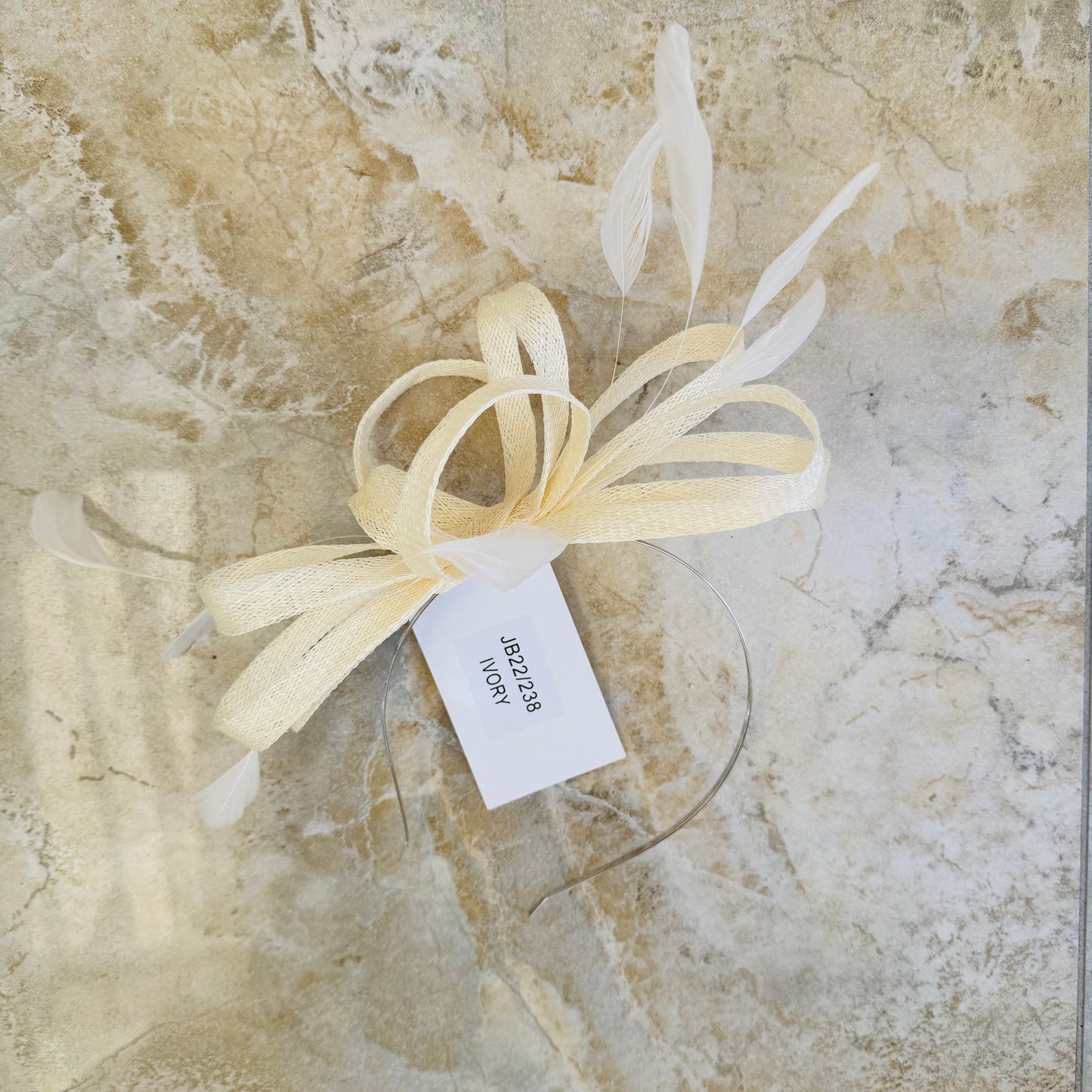 J Bees JB22/238 Fascinator On Headband In Neutrals & Ivory