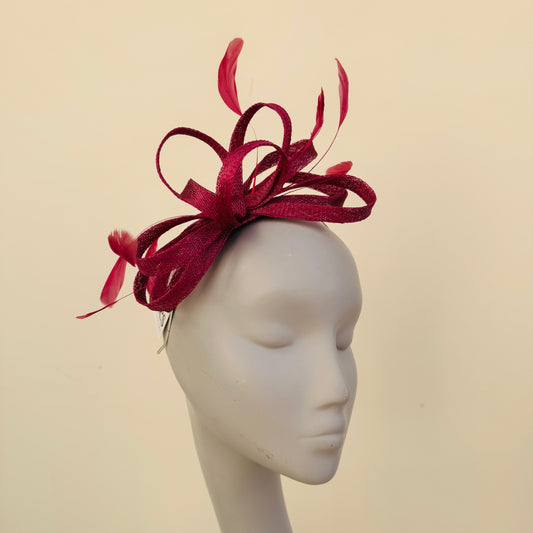 J Bees JB22/238 Fascinator on Headband In Reds