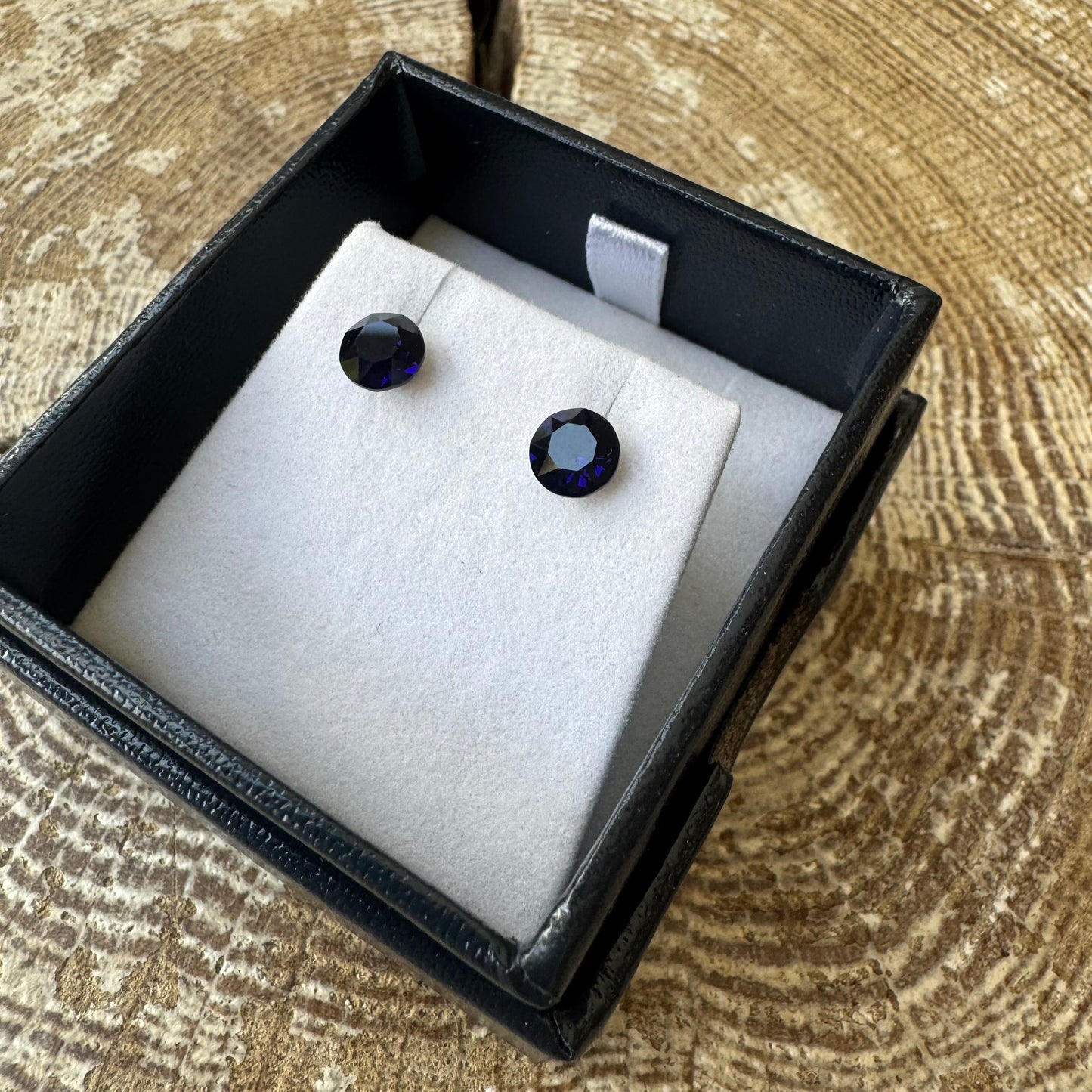 Byzantium 6mm Dark Indigo blue Stud Earrings 6948
