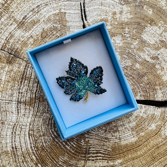 Byzantium K725 Blue Maple Leaf Brooch