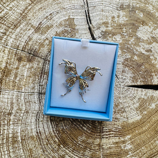 Byzantium K722 Silver Butterfly Brooch Multi
