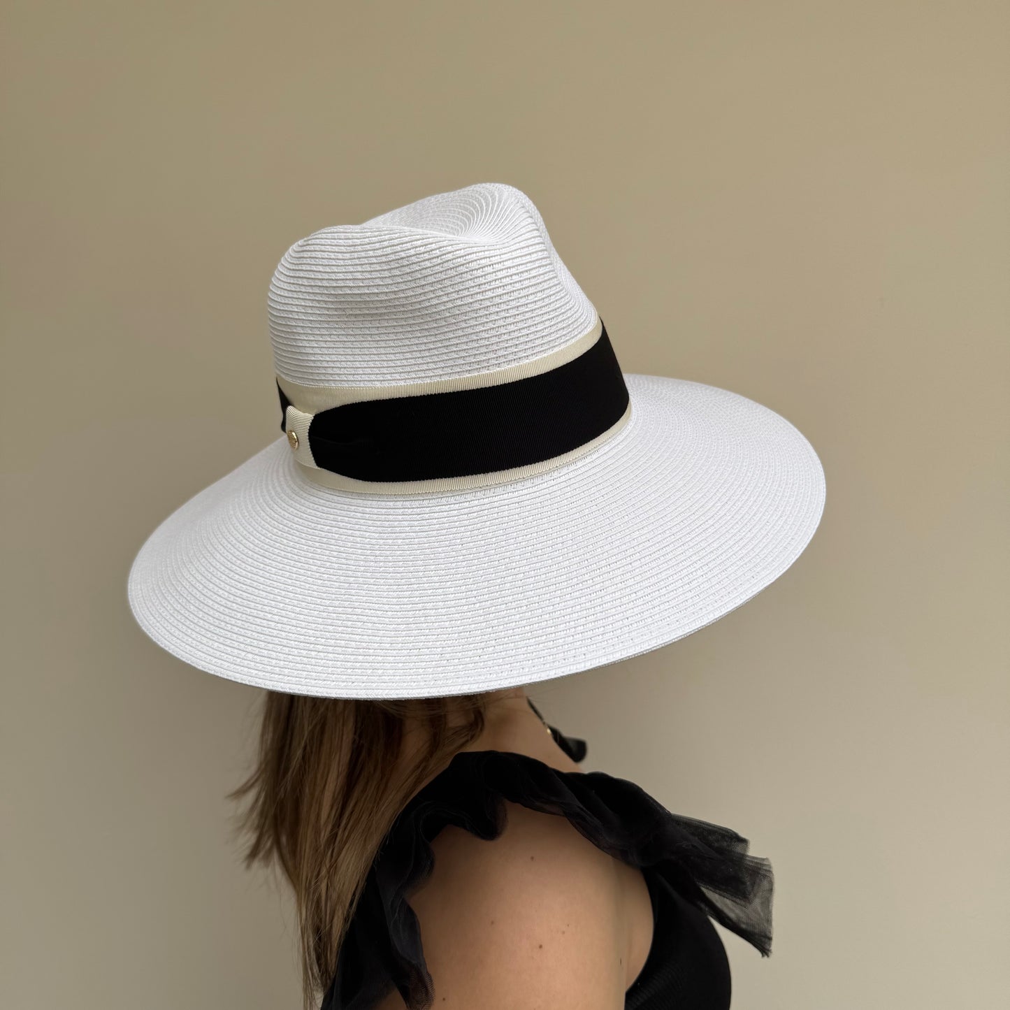 Failsworth Positano White/Black adjustable Fedora Sun Hat