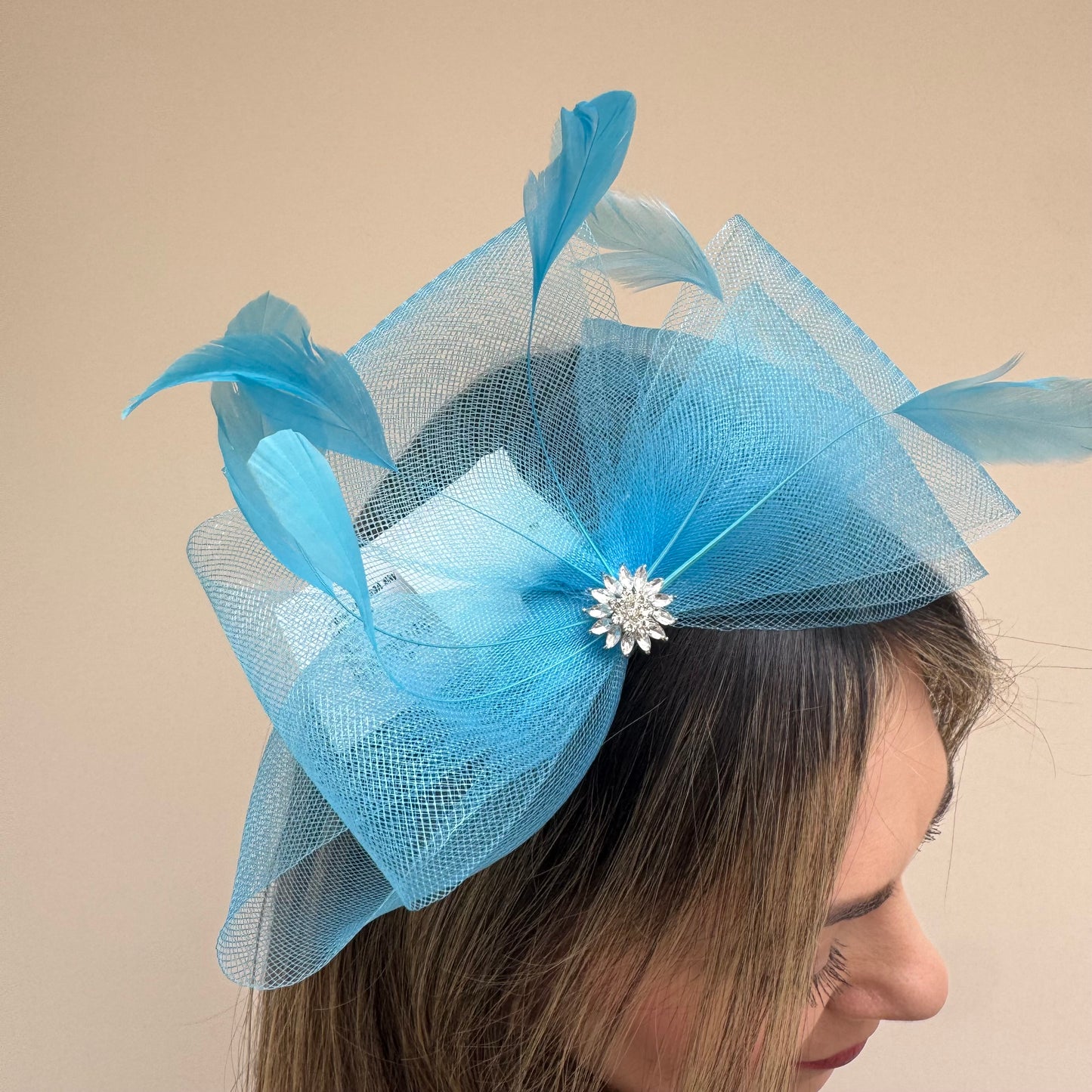 J Bees JB25/69A Sky Blue Fascinator with sparkle