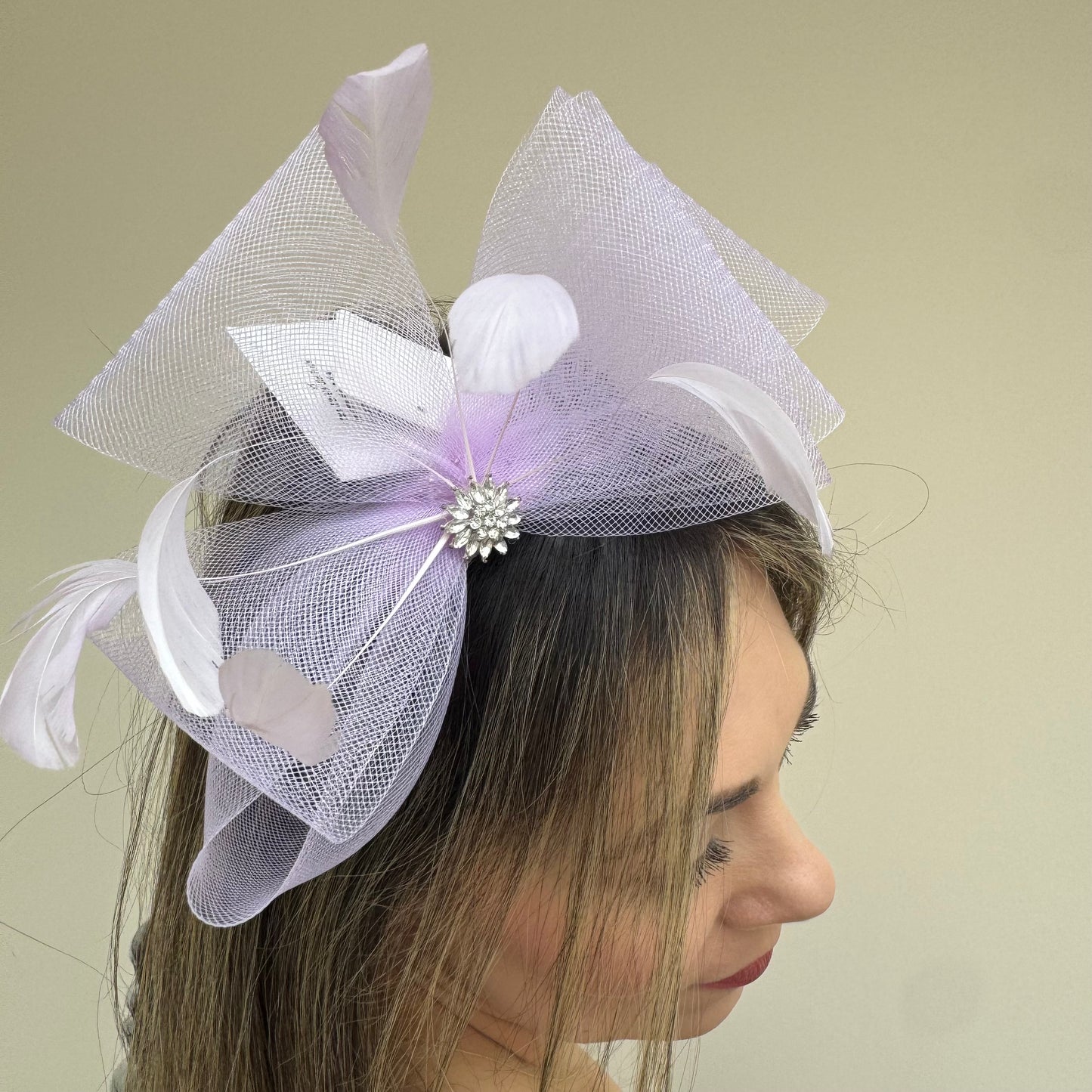 J Bees JB25/69A Lilac Purple Fascinator with sparkle