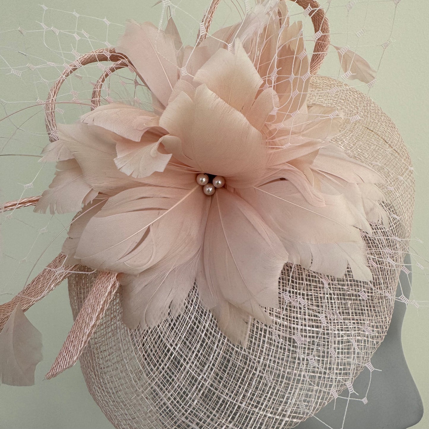JBees JB18/040 Fascinator with net in Pinks