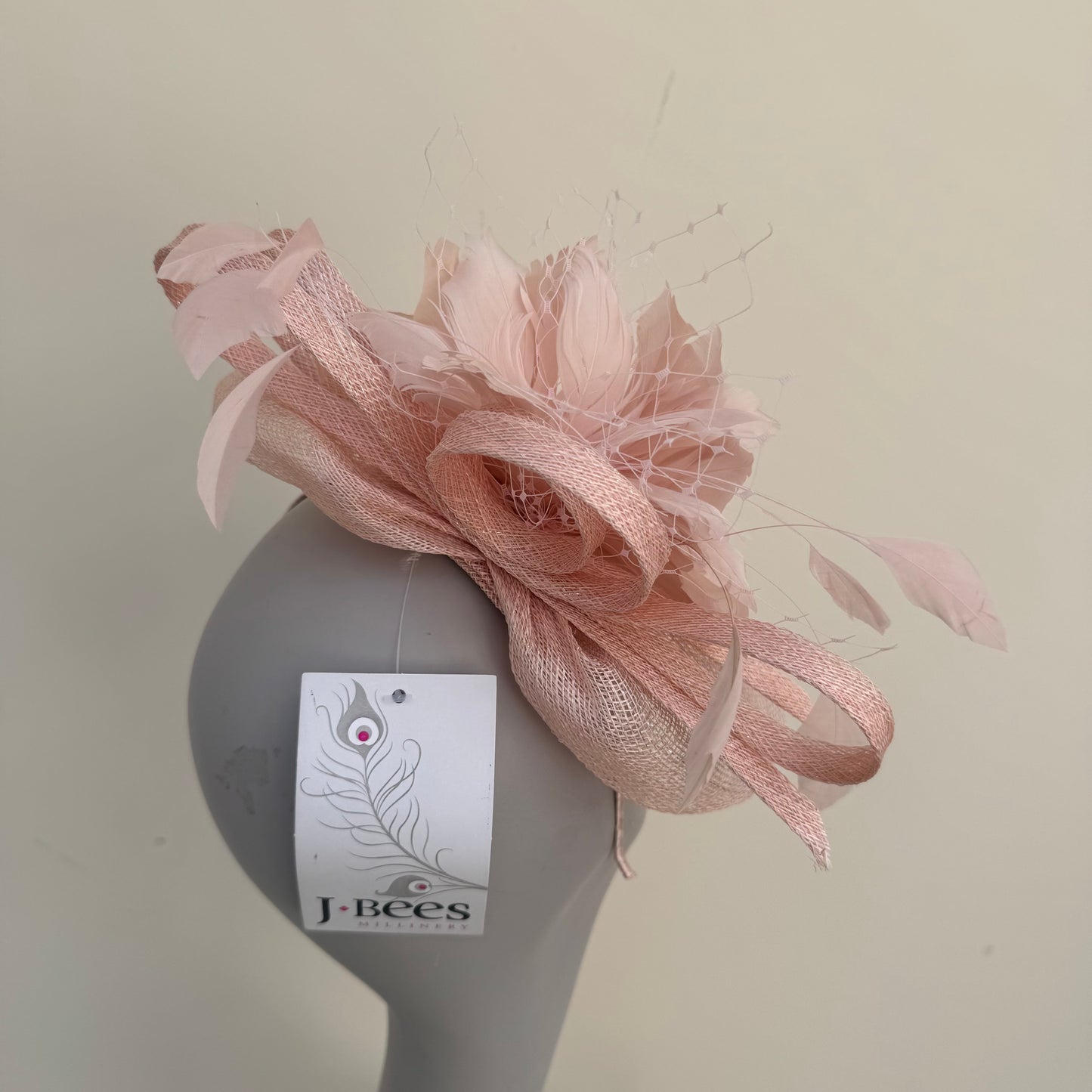 JBees JB18/040 Fascinator with net in Pinks
