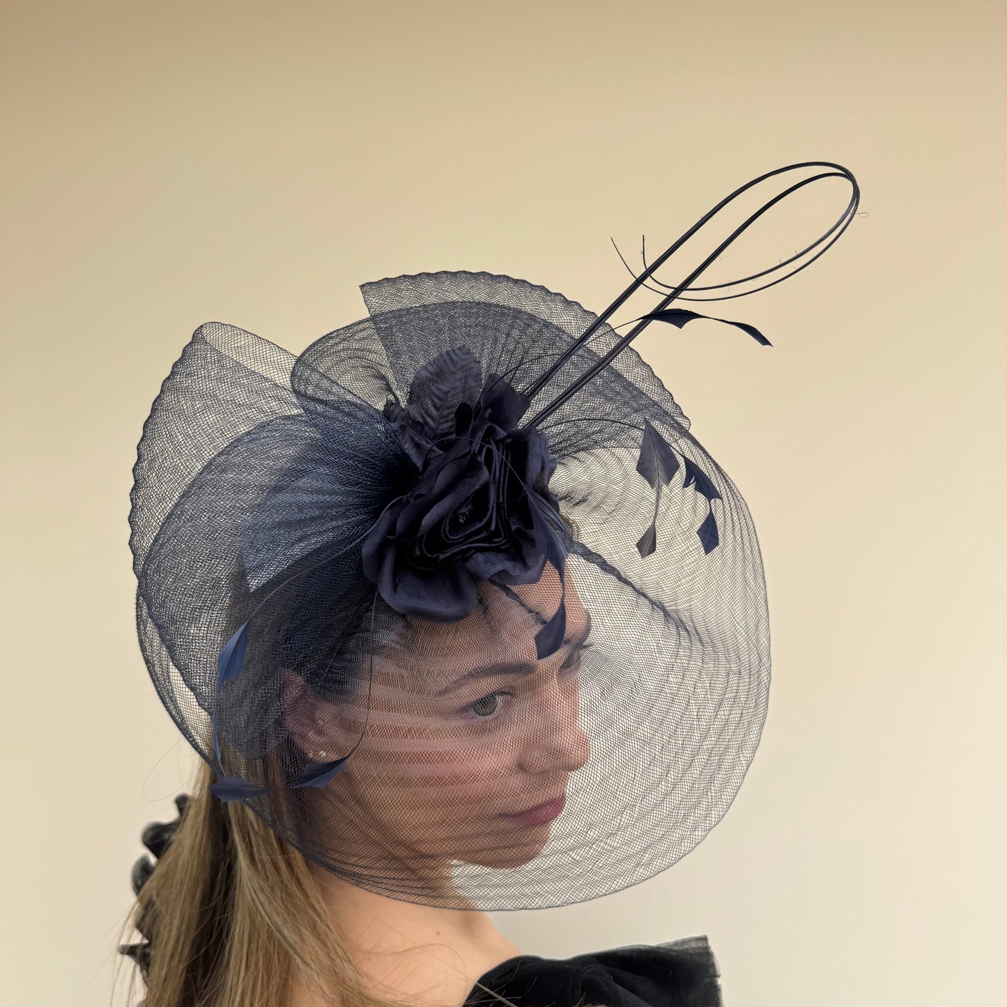 J Bees JB26/114 Navy Mesh Fascinator
