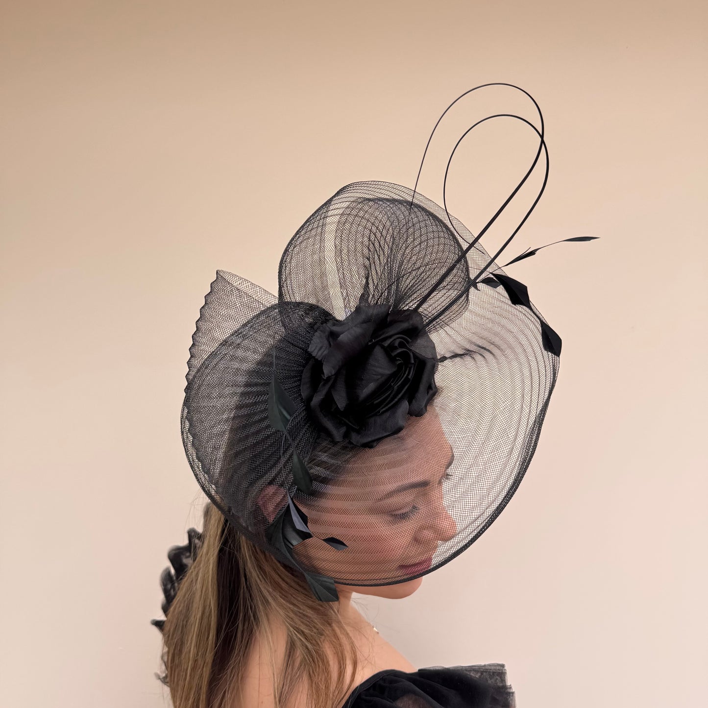J Bees JB26/114 Black Mesh Fascinator