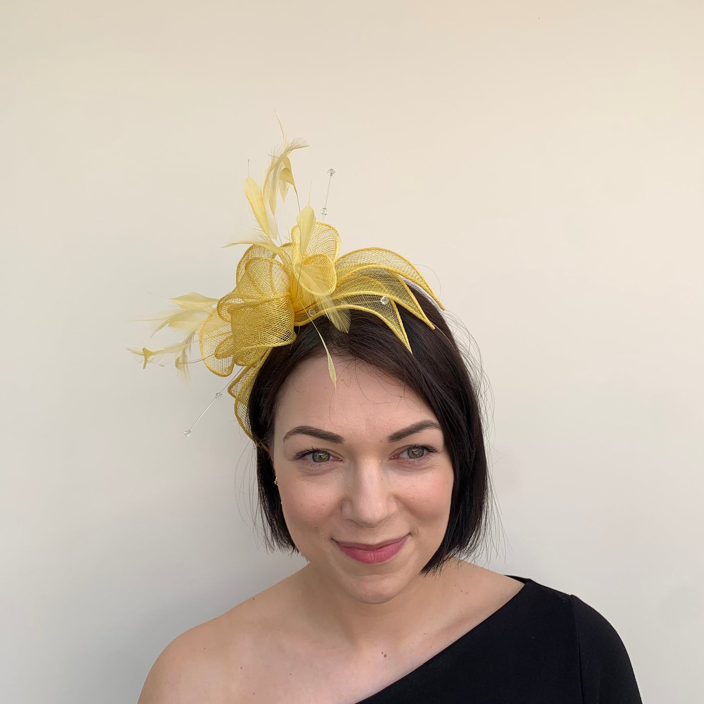 J Bees JB23/318 Lemon Yellow Fascinator