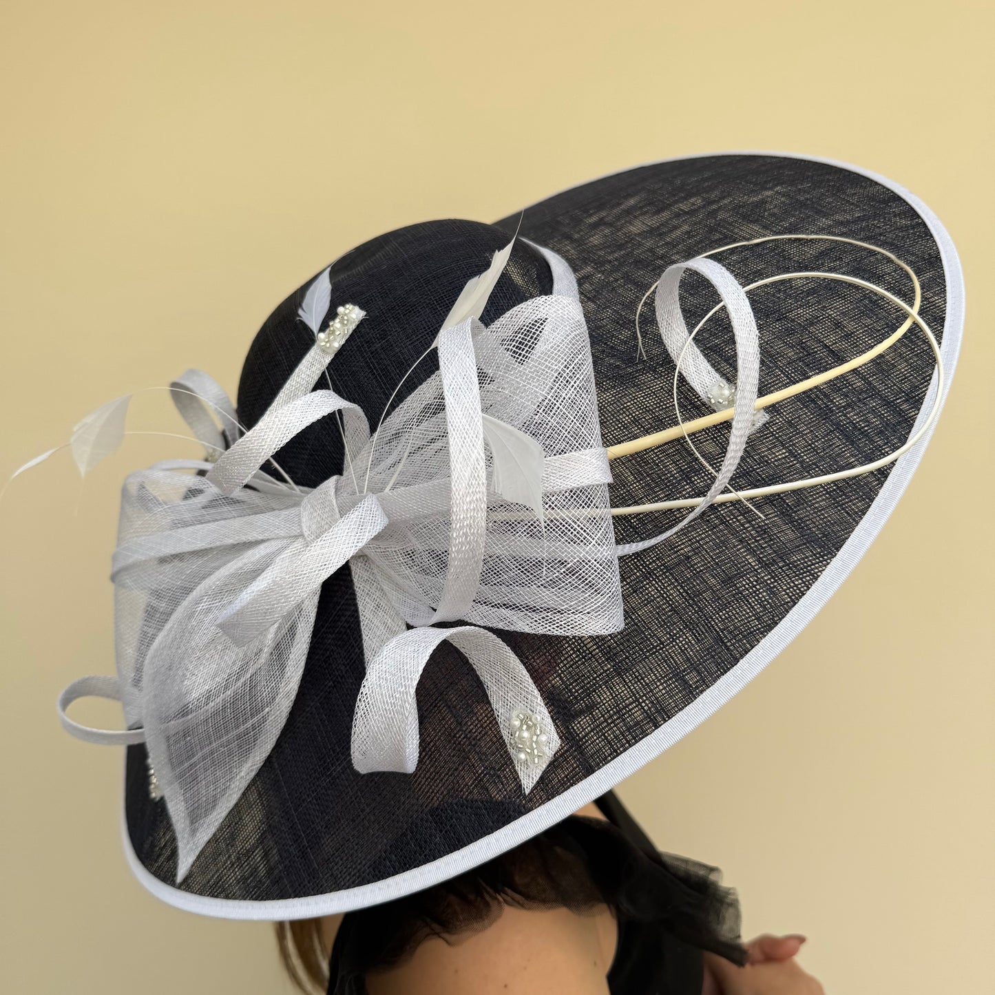 J Bees JB26/131 Navy Blue & White Hatinator with bead embellishment