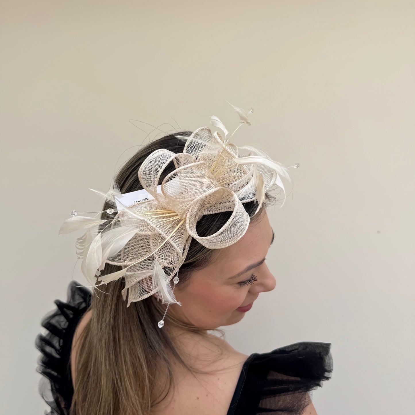 J Bees JB23/318 Linen Beige Fascinator