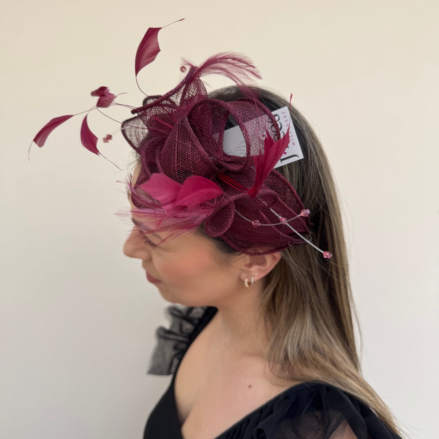 J Bees JB23/318 Garnet Claret Red Fascinator