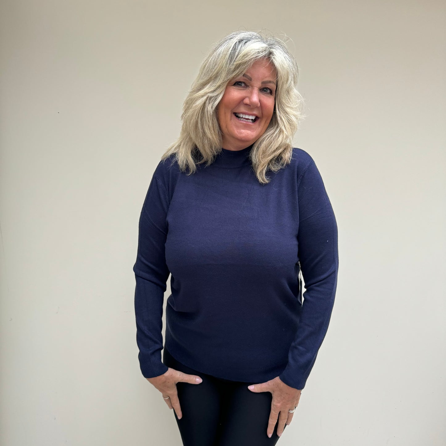 Soft Stretch Plain High Neck Jumper