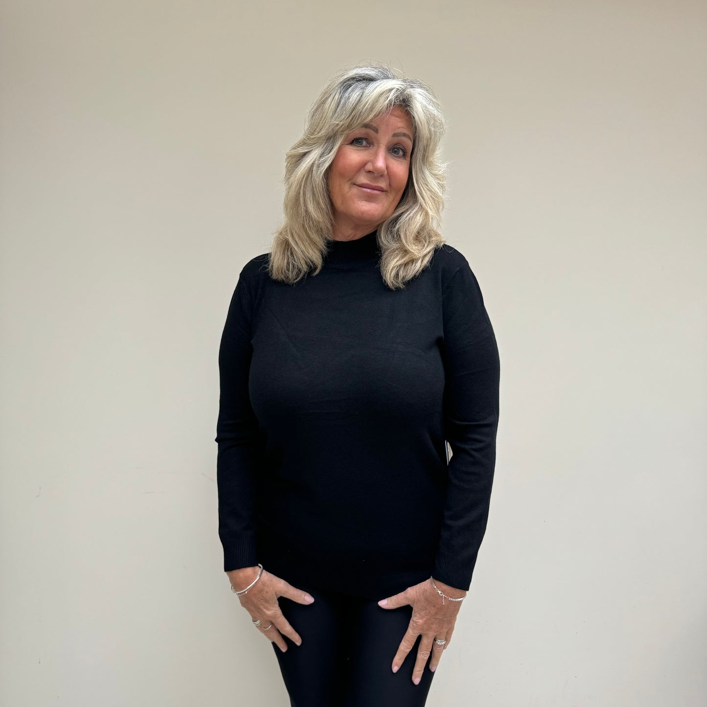 Soft Stretch Plain High Neck Jumper
