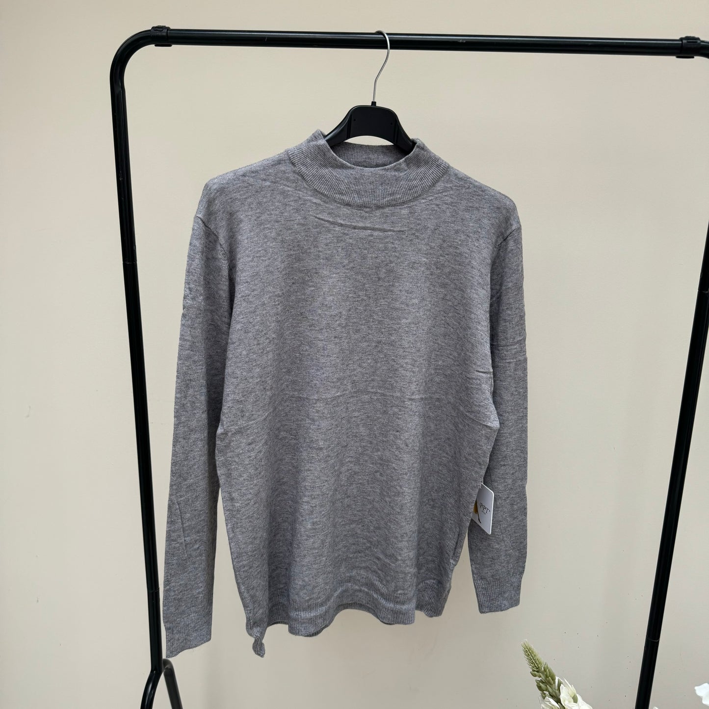 Soft Stretch Plain High Neck Jumper