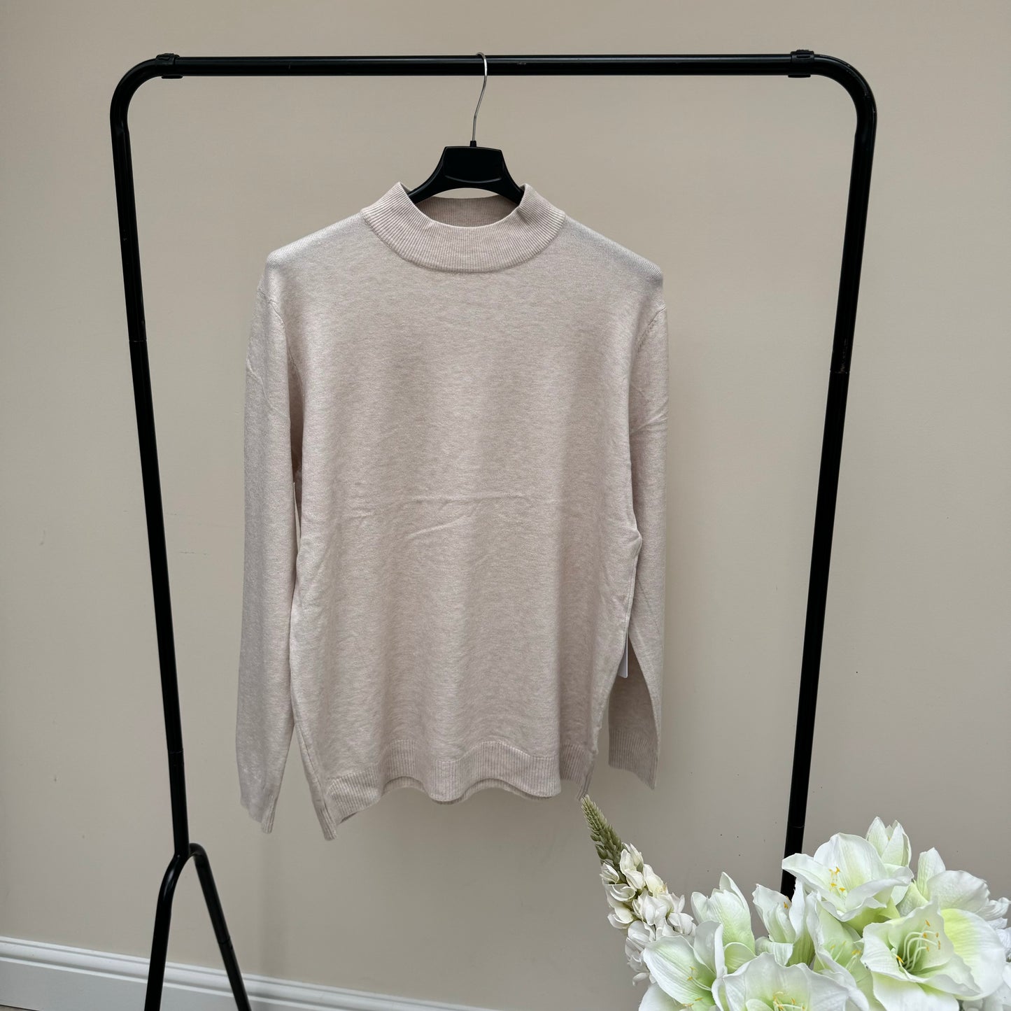 Soft Stretch Plain High Neck Jumper