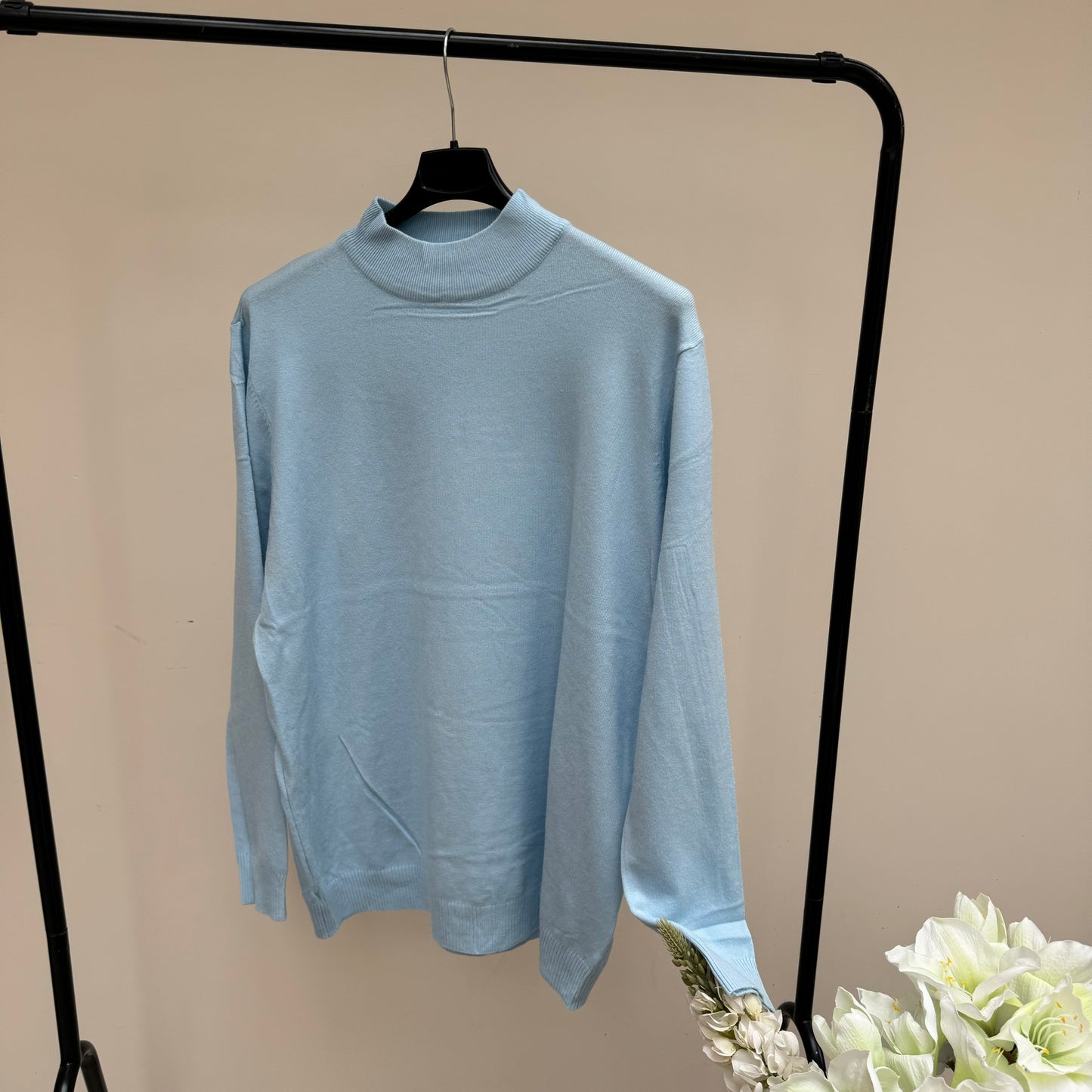 Soft Stretch Plain High Neck Jumper