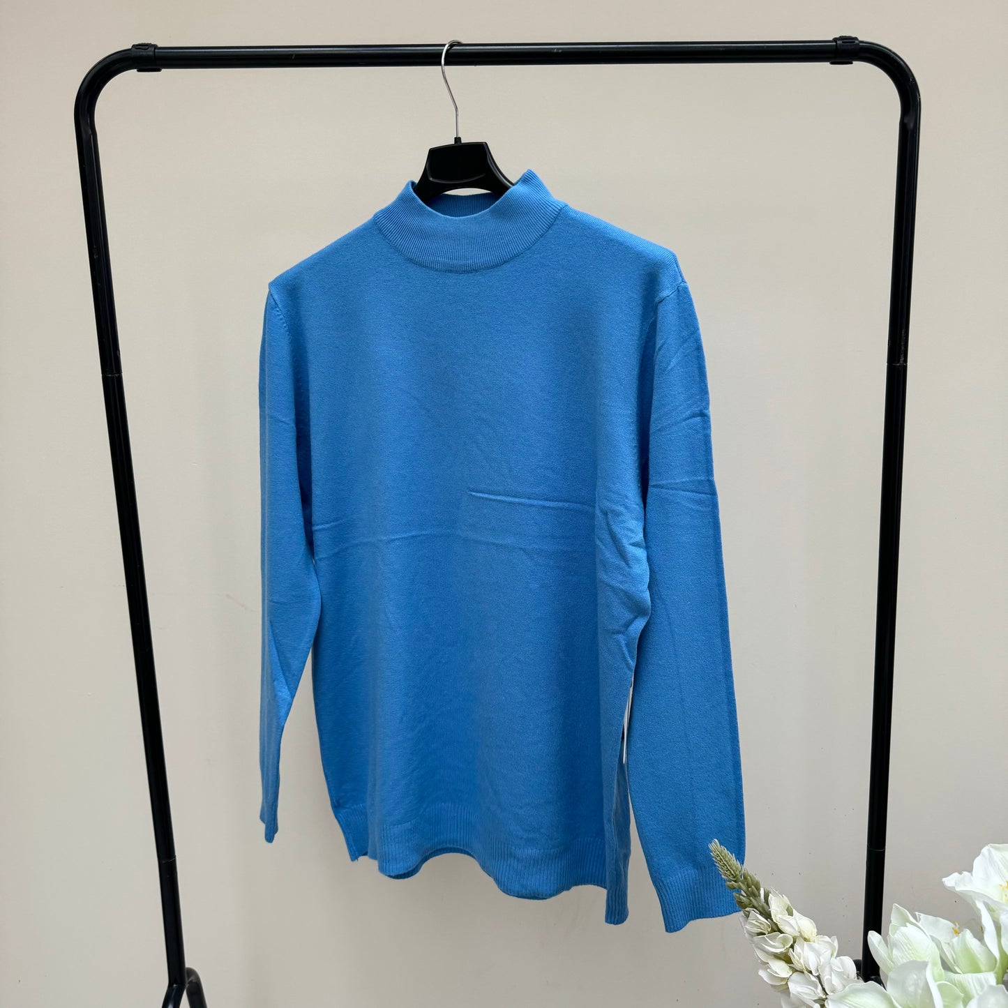 Soft Stretch Plain High Neck Jumper
