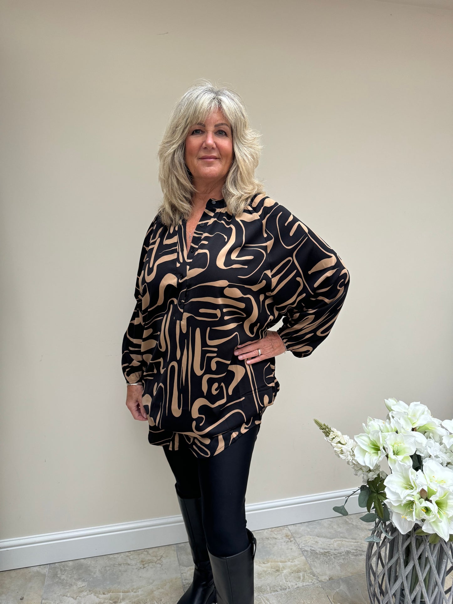 Malissa J Black and Camel Dress