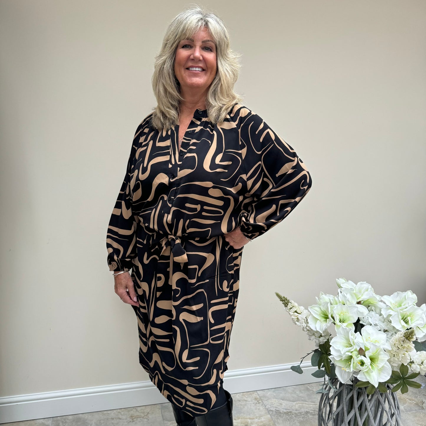 Malissa J Black and Camel Dress