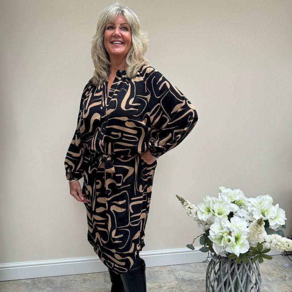 Malissa J Black and Camel Dress