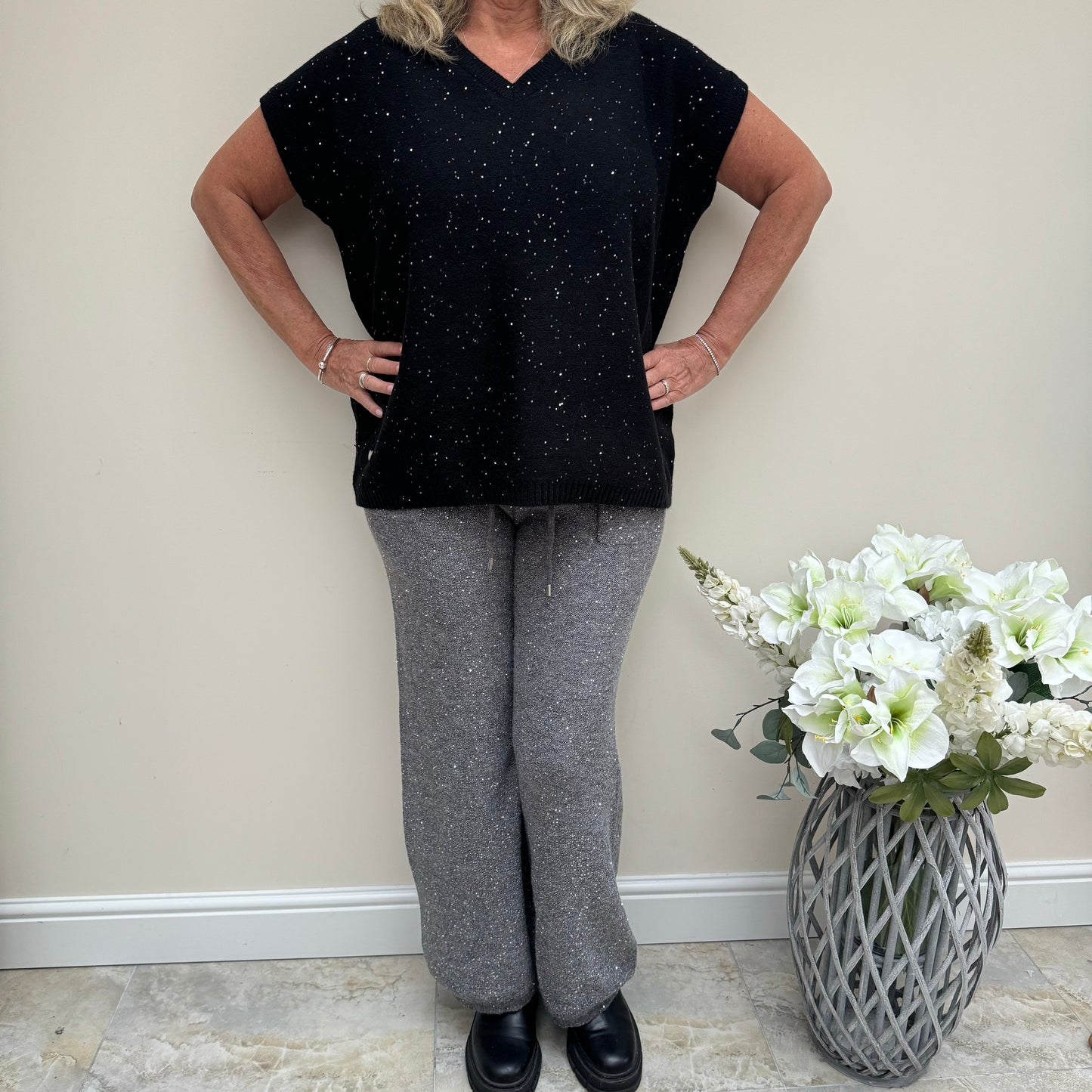 Malissa J Sequin Knit Trousers