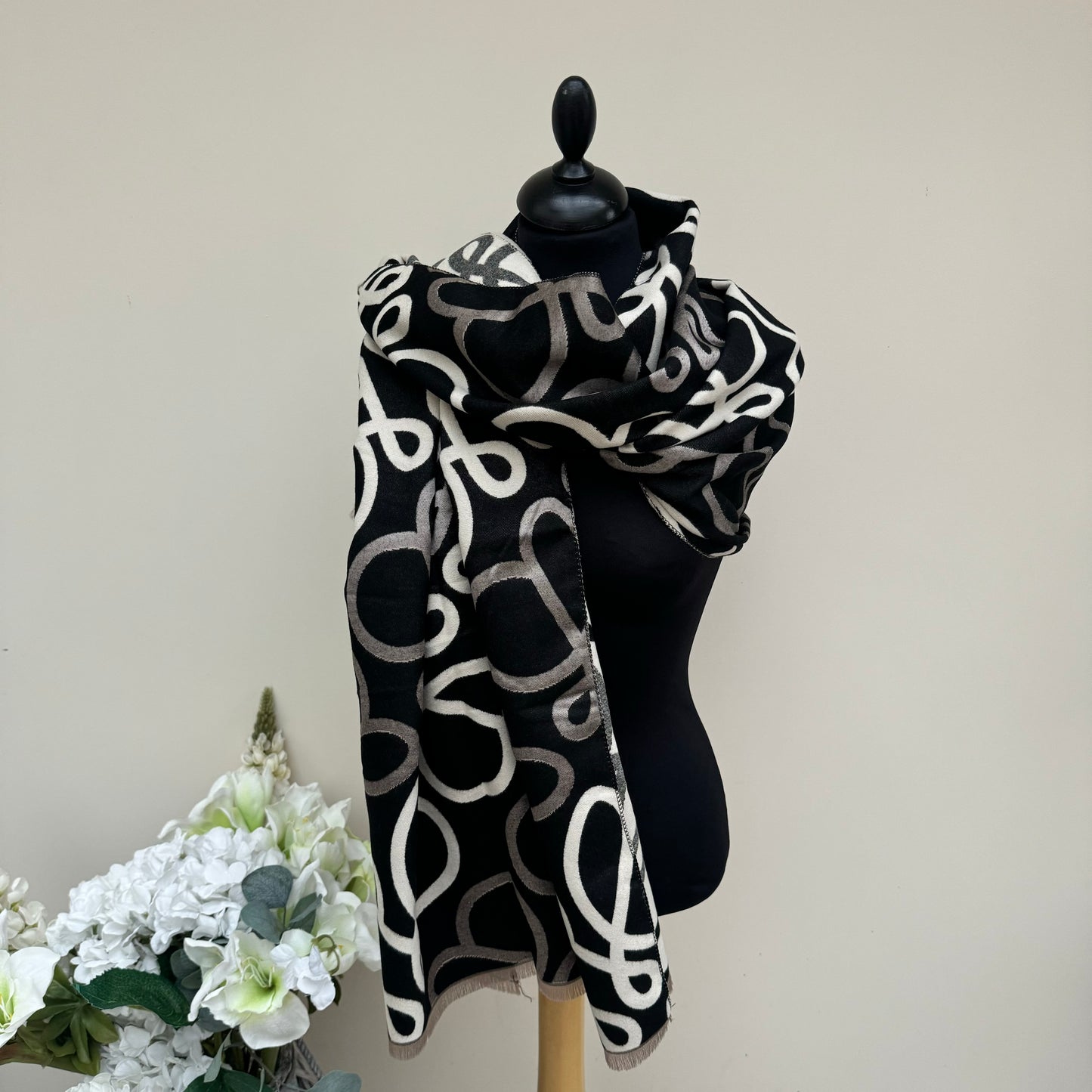 Malissa J Reversible 3 Tone Swirl Design Scarf
