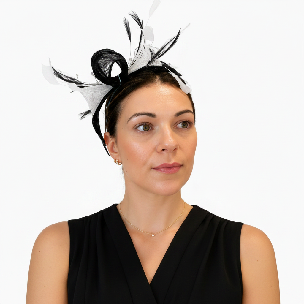 Max and Ellie CF1 Black & White Fascinator