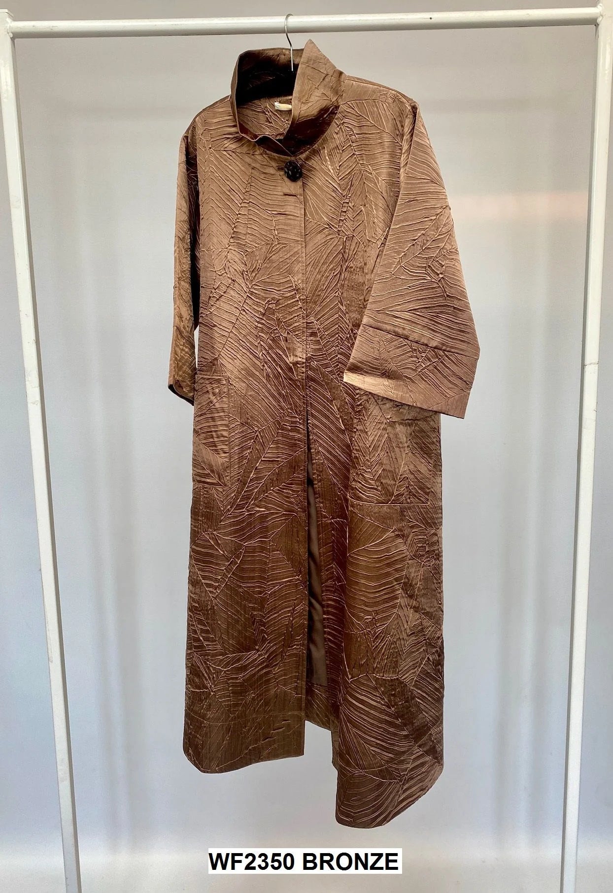 Malissa J Longer Length Textured Woven Coat Featured Button