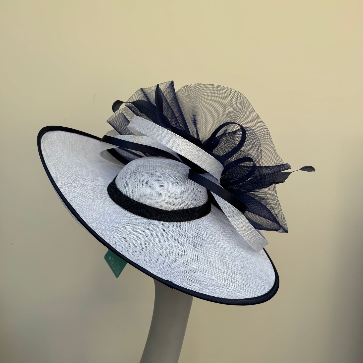 Max and Ellie OD3 White & Navy Crin and Satin Hatinator