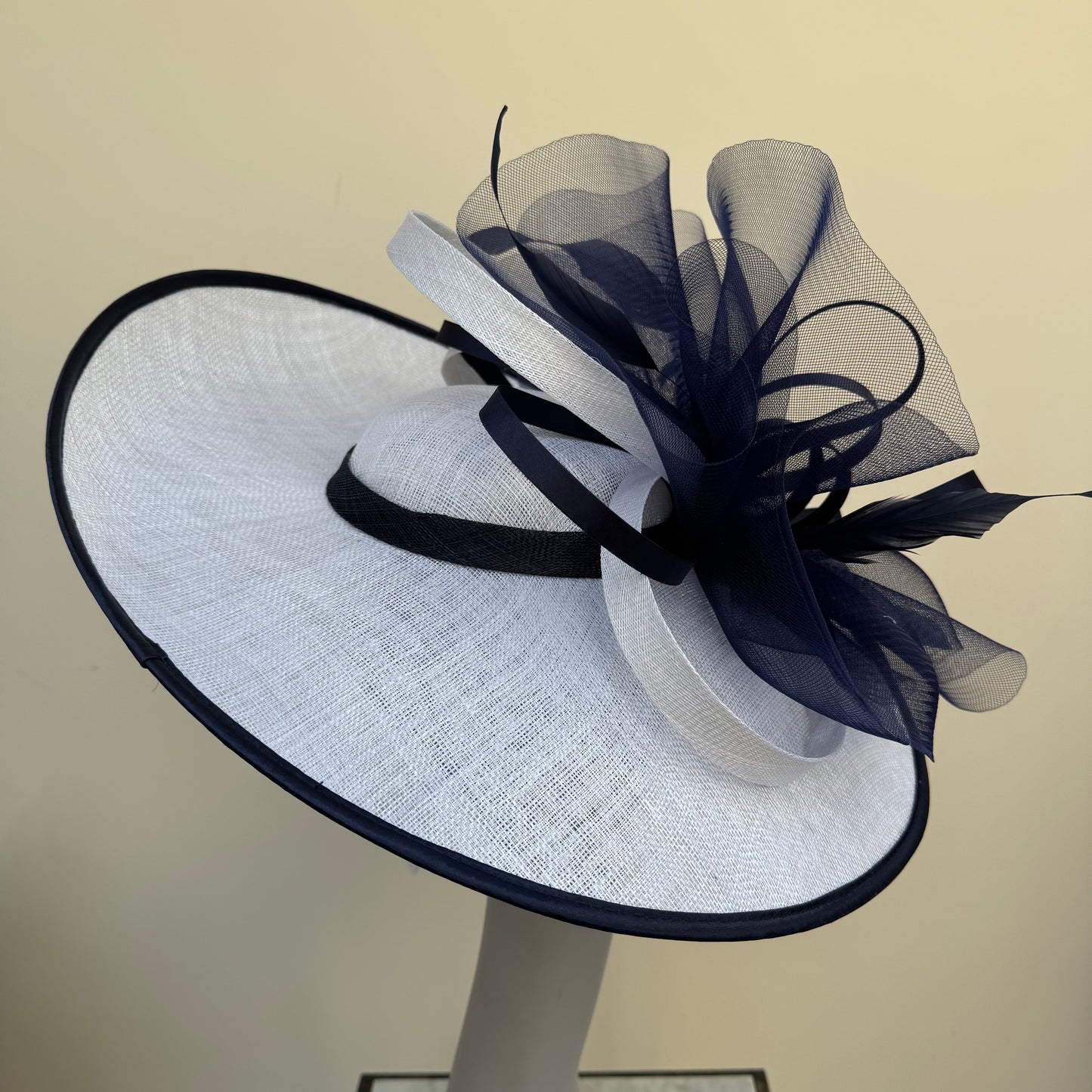 Max and Ellie OD3 White & Navy Crin and Satin Hatinator