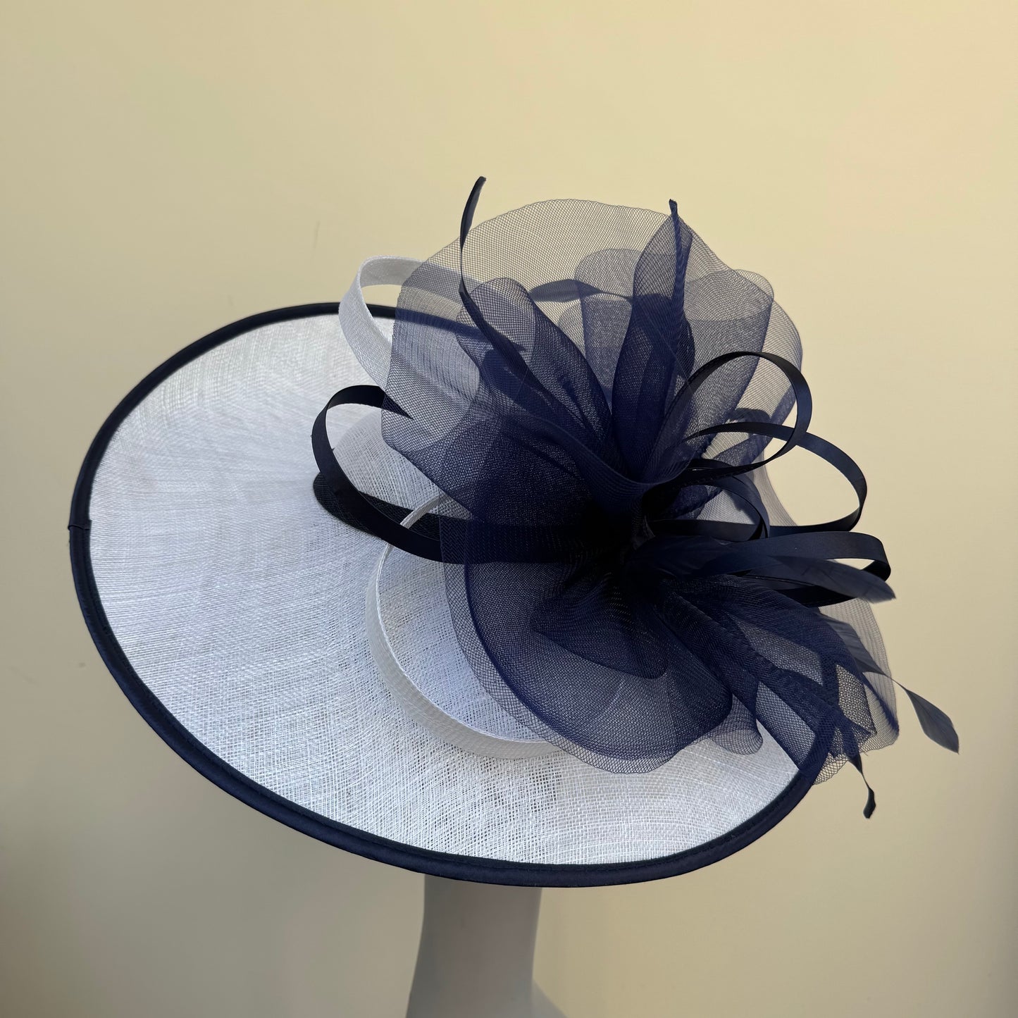 Max and Ellie OD3 White & Navy Crin and Satin Hatinator