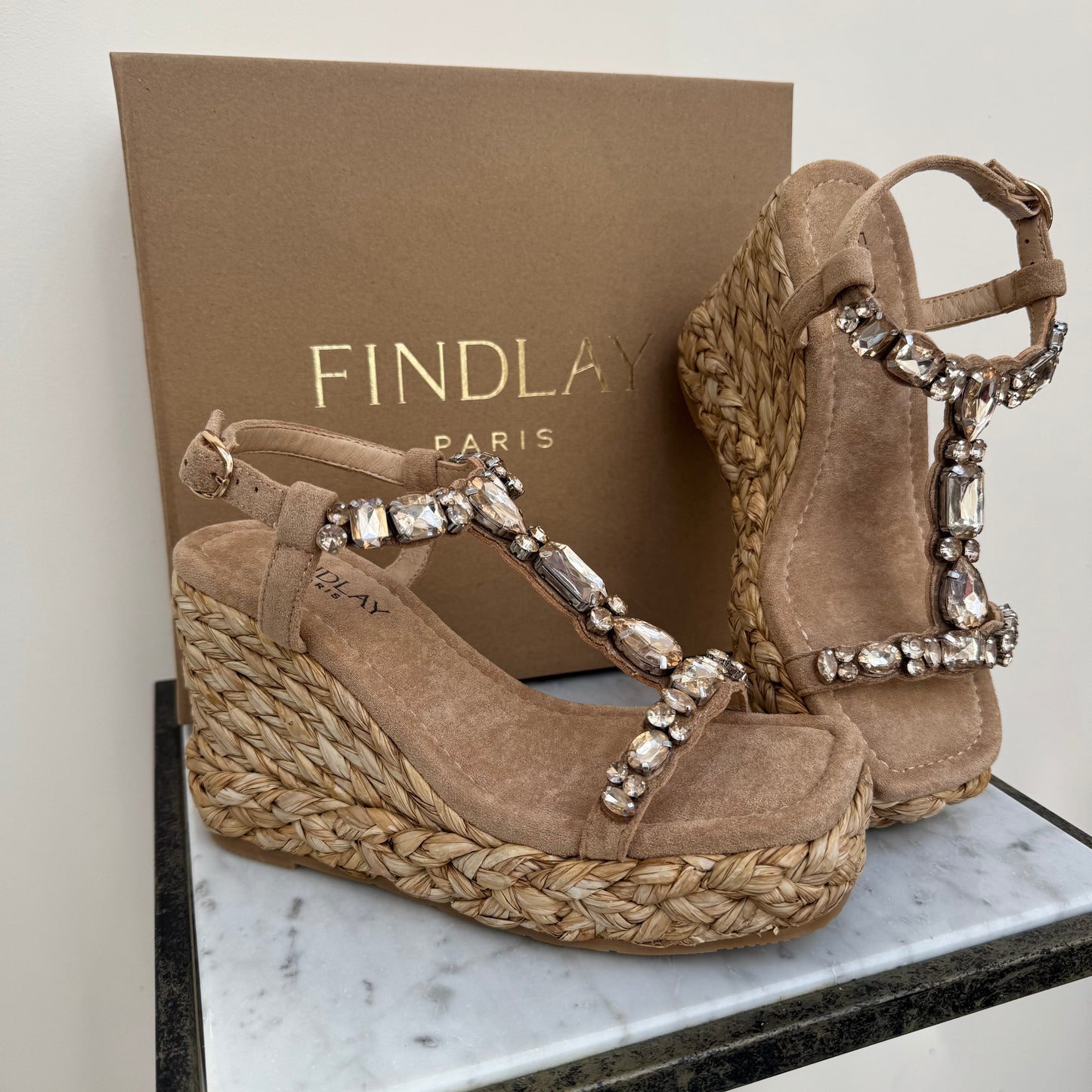 Findlay 028-J26 Bronze Gem Wedge Sandal