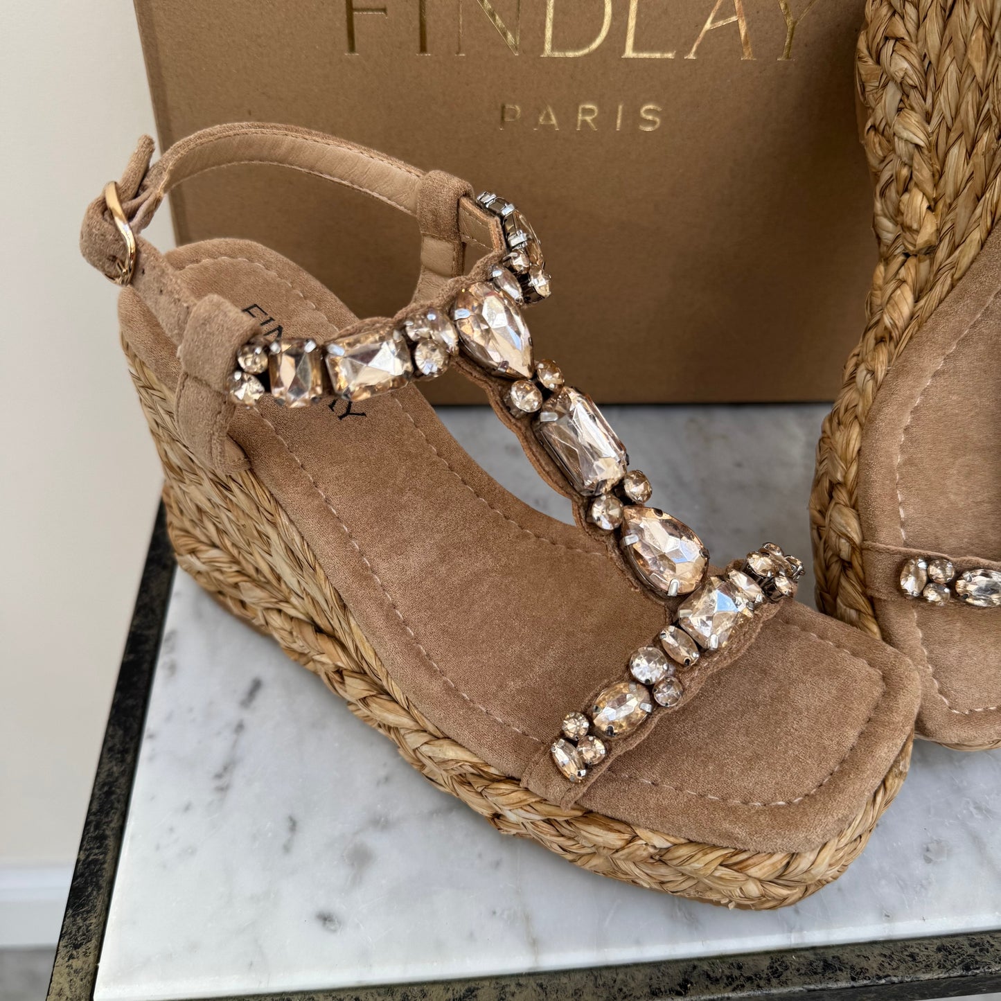 Findlay 028-J26 Bronze Gem Wedge Sandal