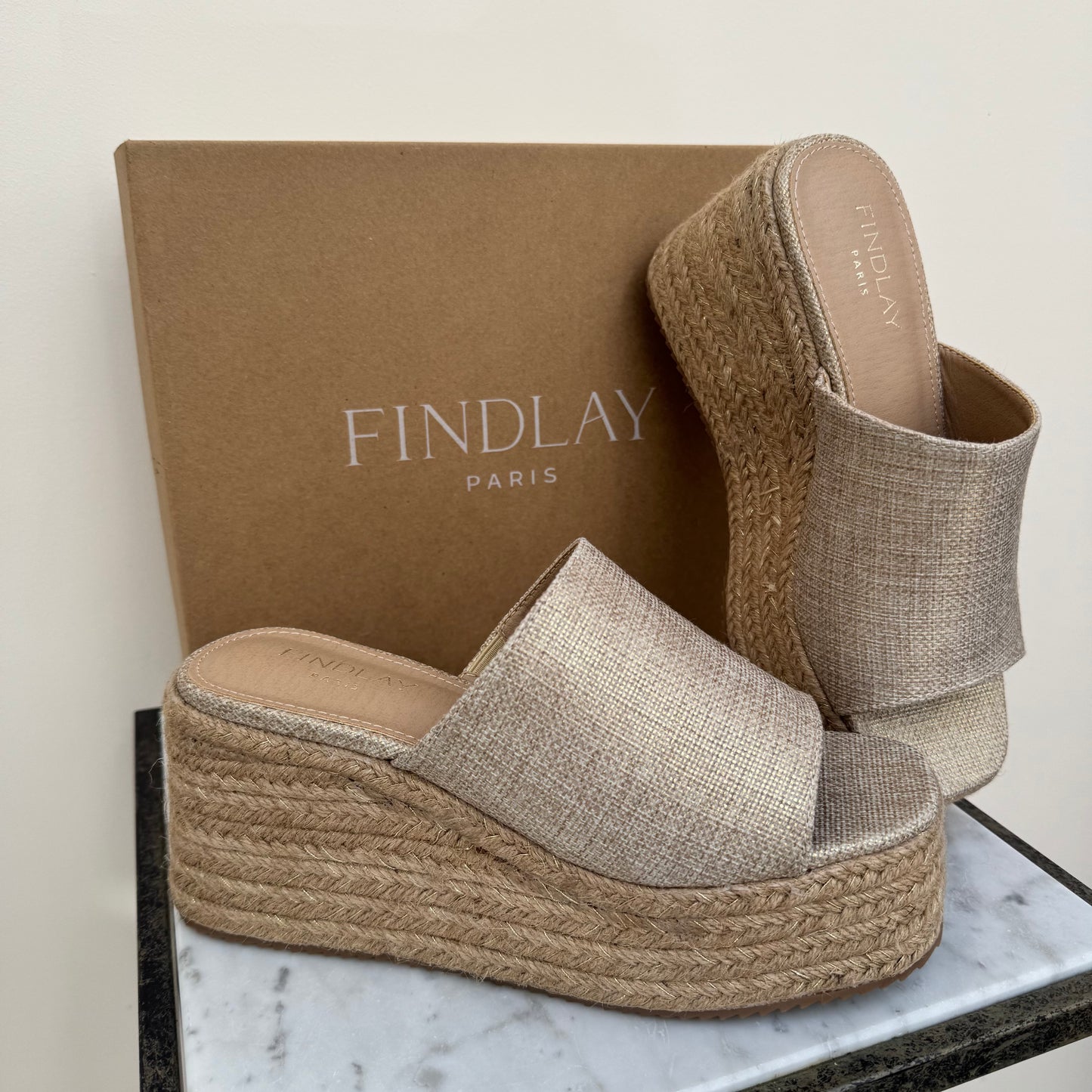 Findlay X5-359 Gold Wedge Sandal