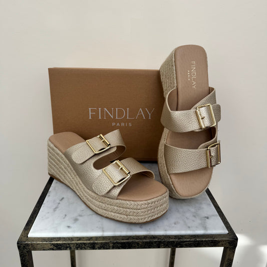 Findlay X5-363 Gold Wedge Sandal
