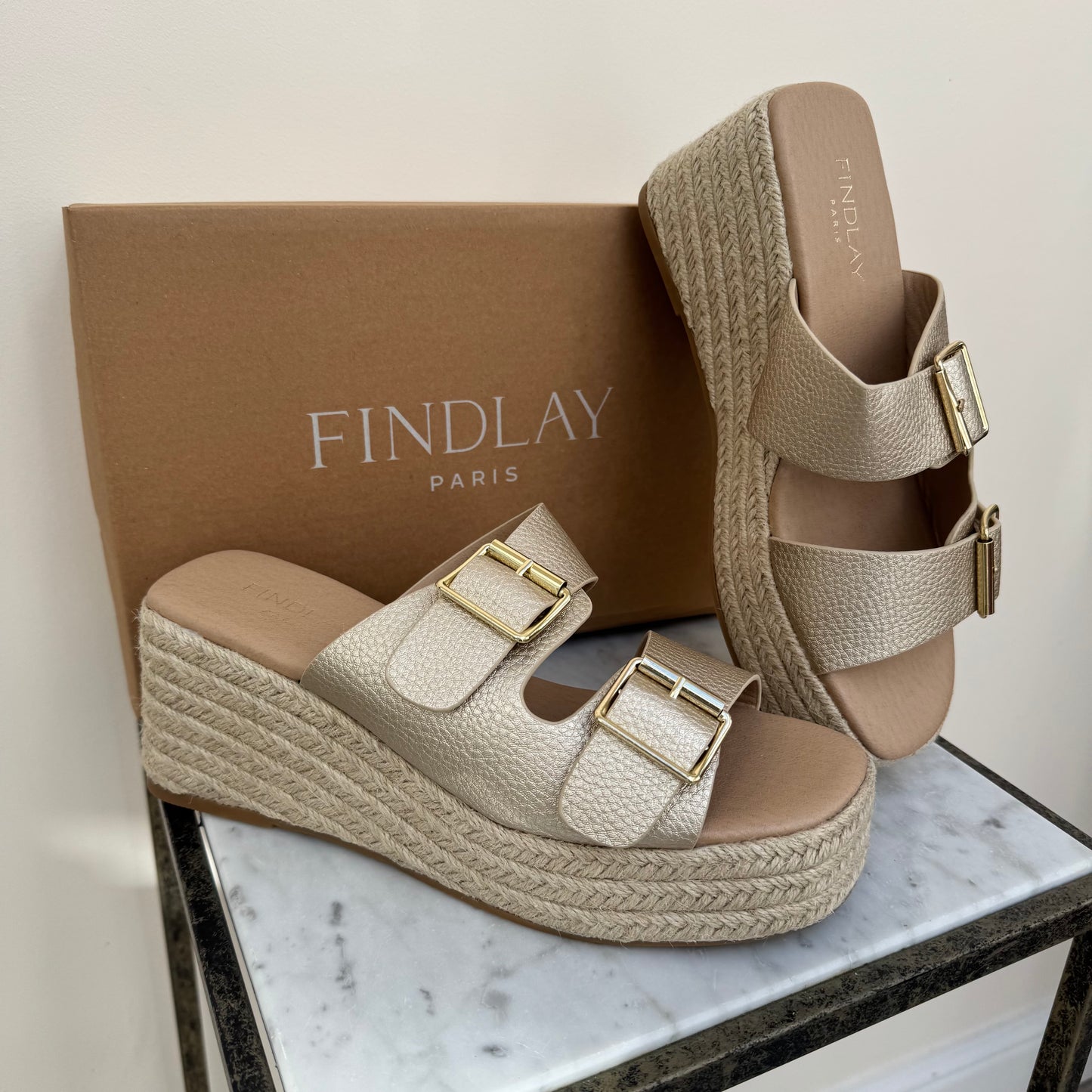 Findlay X5-363 Gold Wedge Sandal