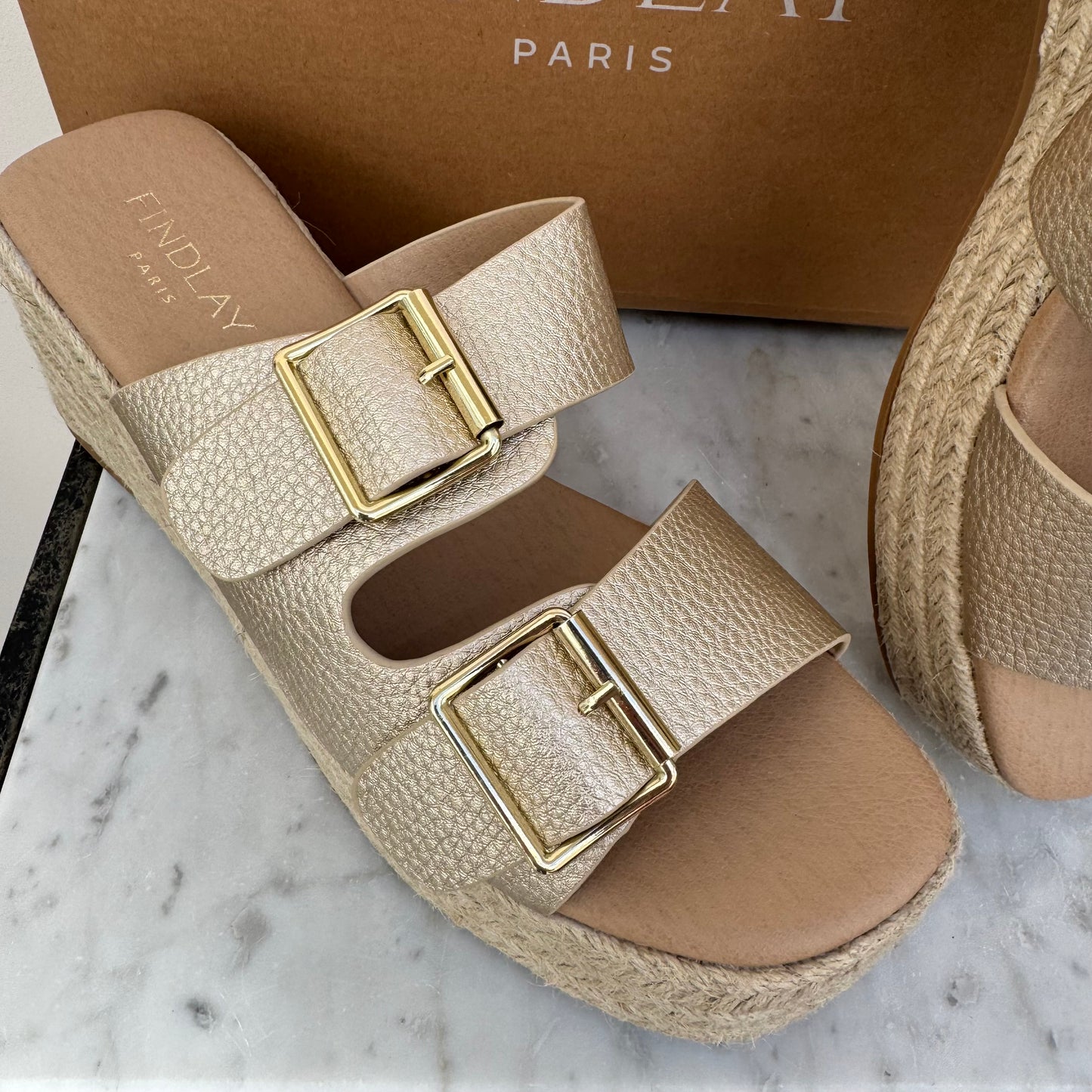 Findlay X5-363 Gold Wedge Sandal