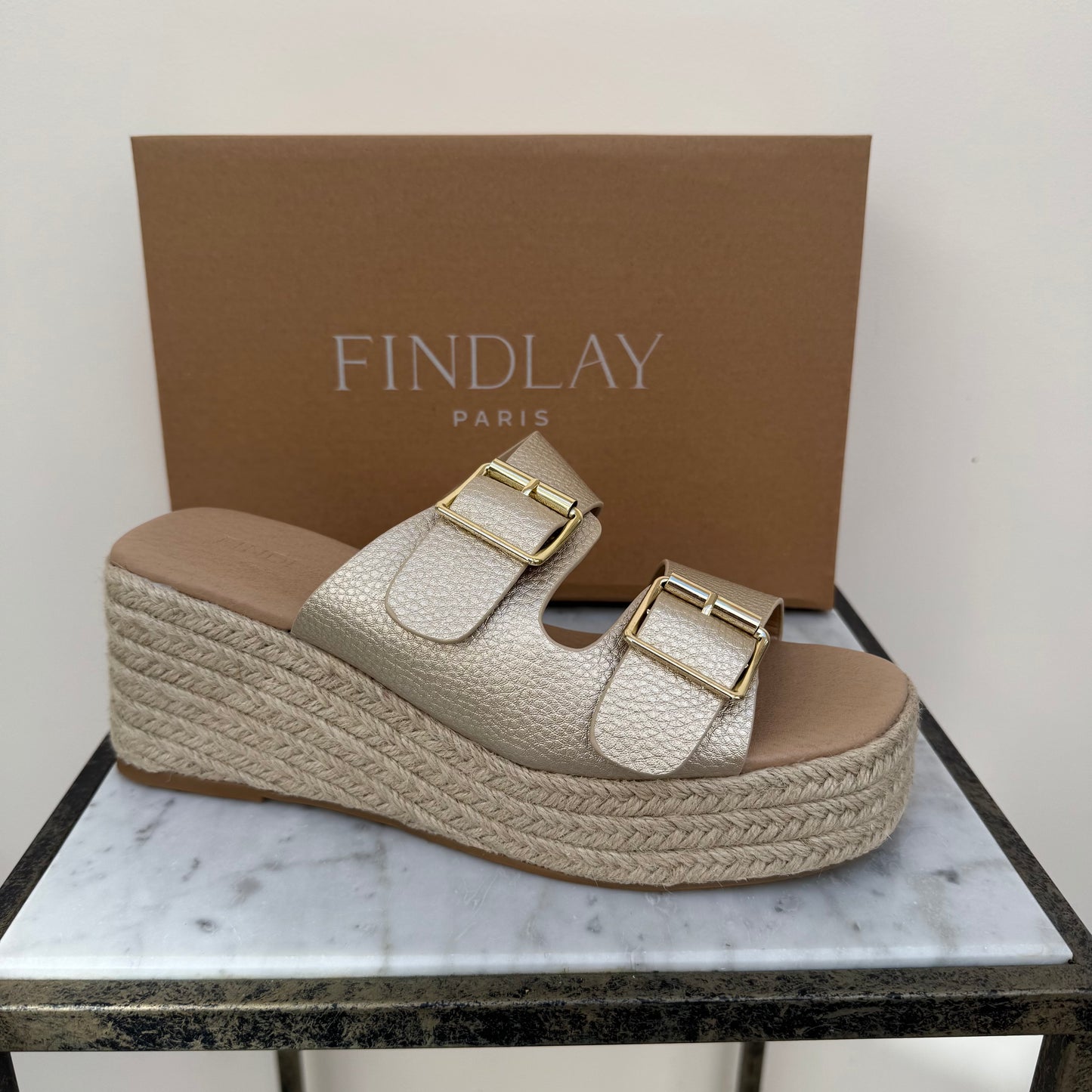 Findlay X5-363 Gold Wedge Sandal