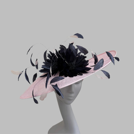 J Bees JB25/86 Baby Pink and Navy Two Tone Feather Hatinator Baby