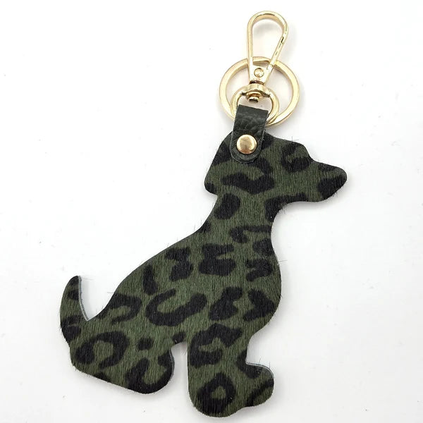 Tempest KEY086 Green Cheetah Print Leather Dog Bag Charm