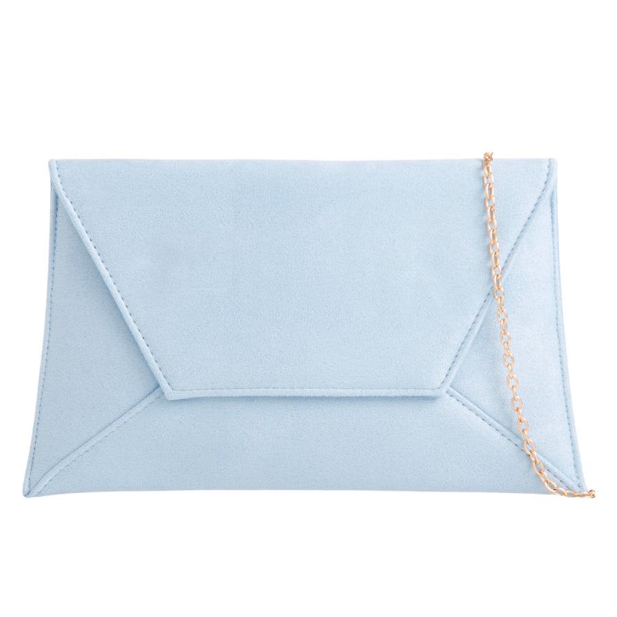 Koko Flat Suedette Envelope Clutch in Serenity Powder Blue