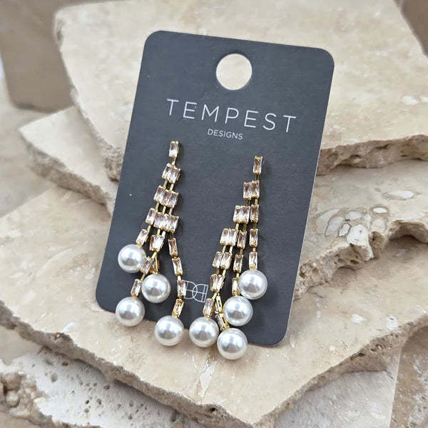Tempest LR003E Pearl Multi Strand Earrings