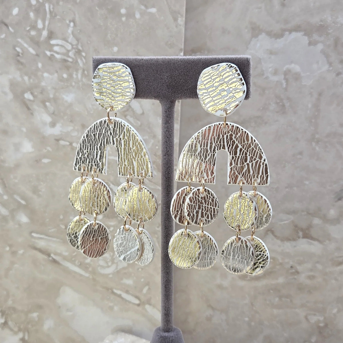Tempest LR022E Contemporary Golden Hotprint PU Earrings