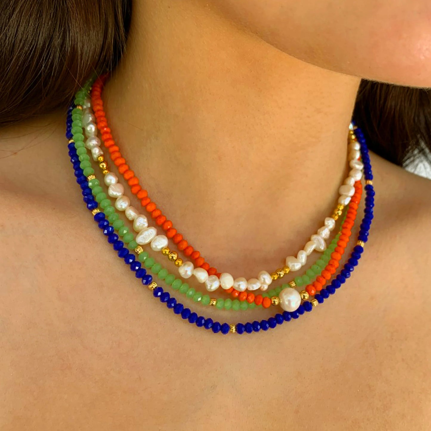Lotus Feet M5SP Bead Necklace with single pearl