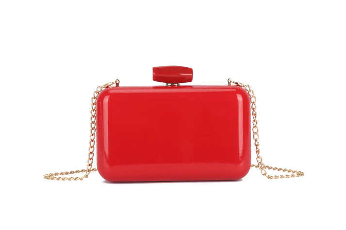 Koko MW3490 Red Patent Box Clutch Bag