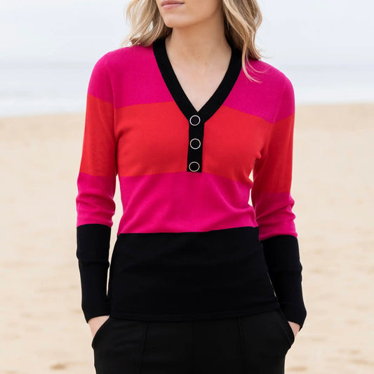 Marble 8009 V-Neck Colour Block Jumper