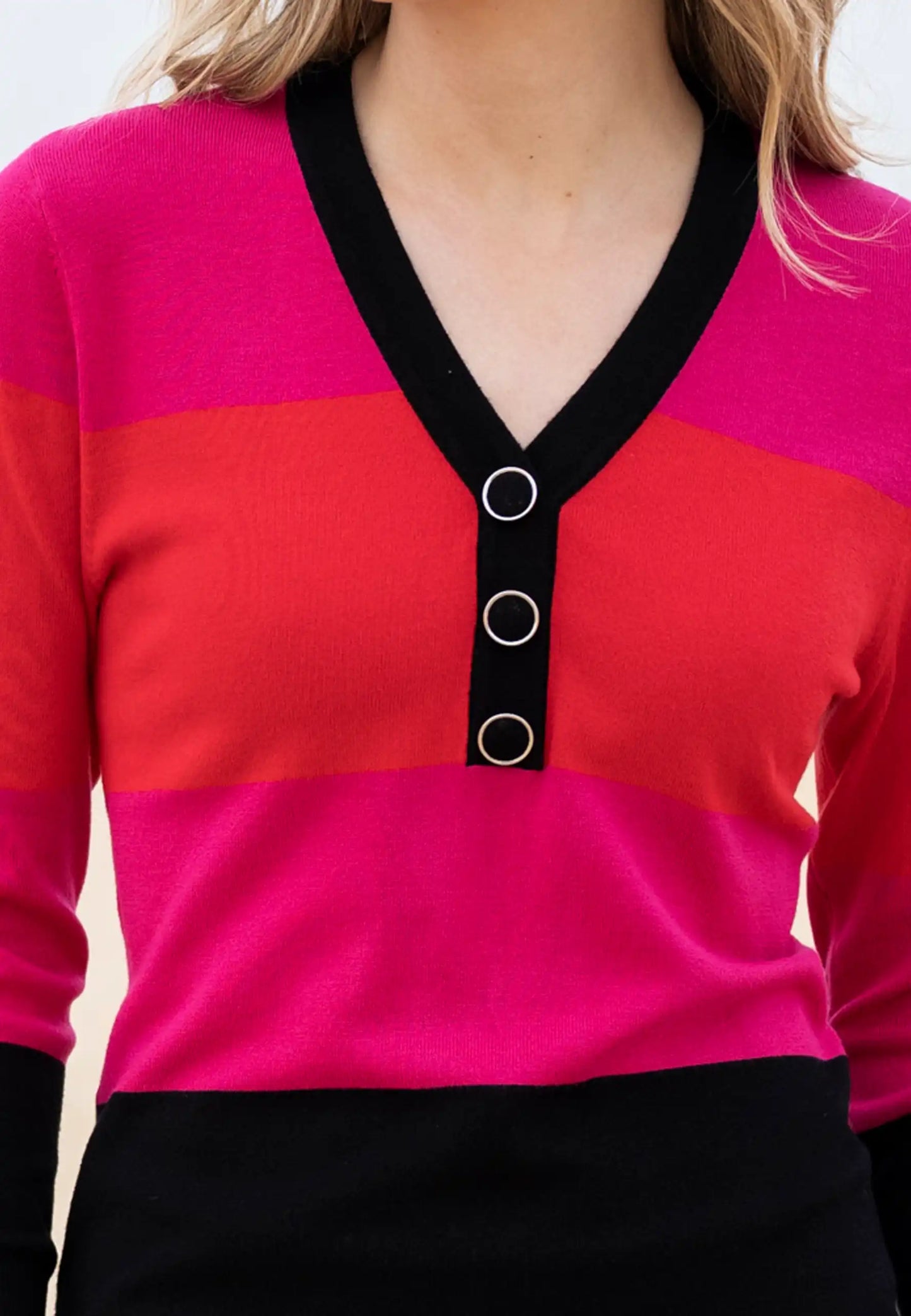 Marble 8009 V-Neck Colour Block Jumper