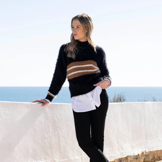 Marble Fluffy Colour Block Jumper