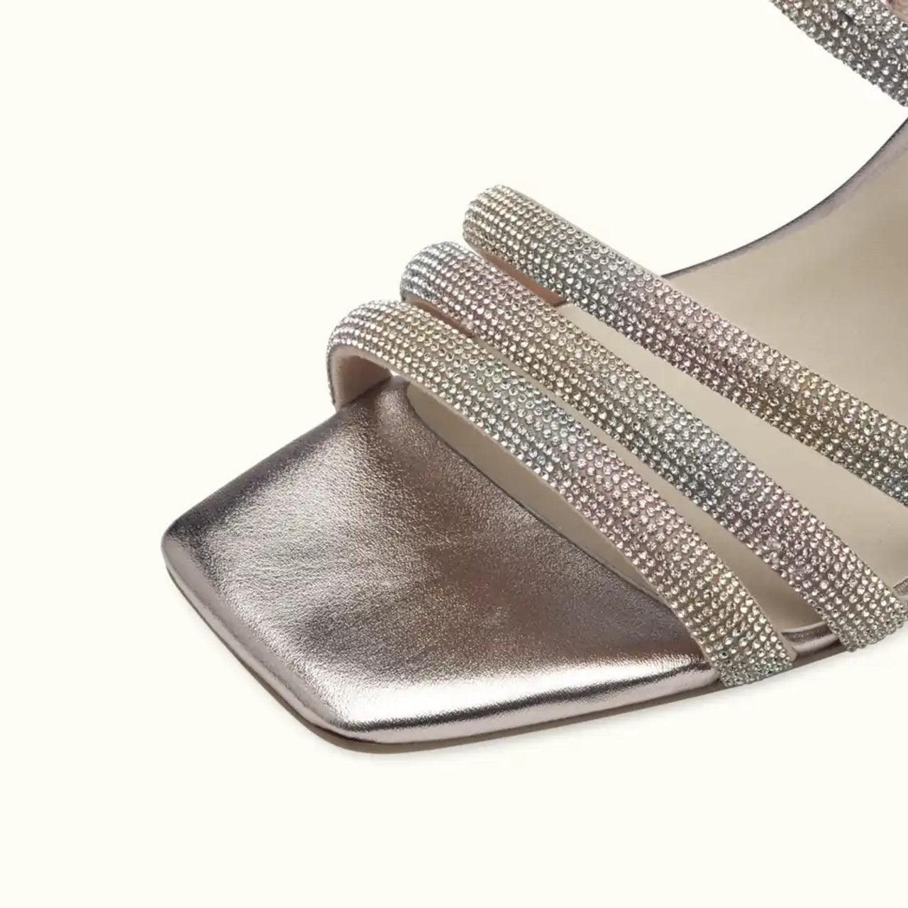 Marco Tozzi Heeled Glitter Sandal in Rose with Pastel Sparkle